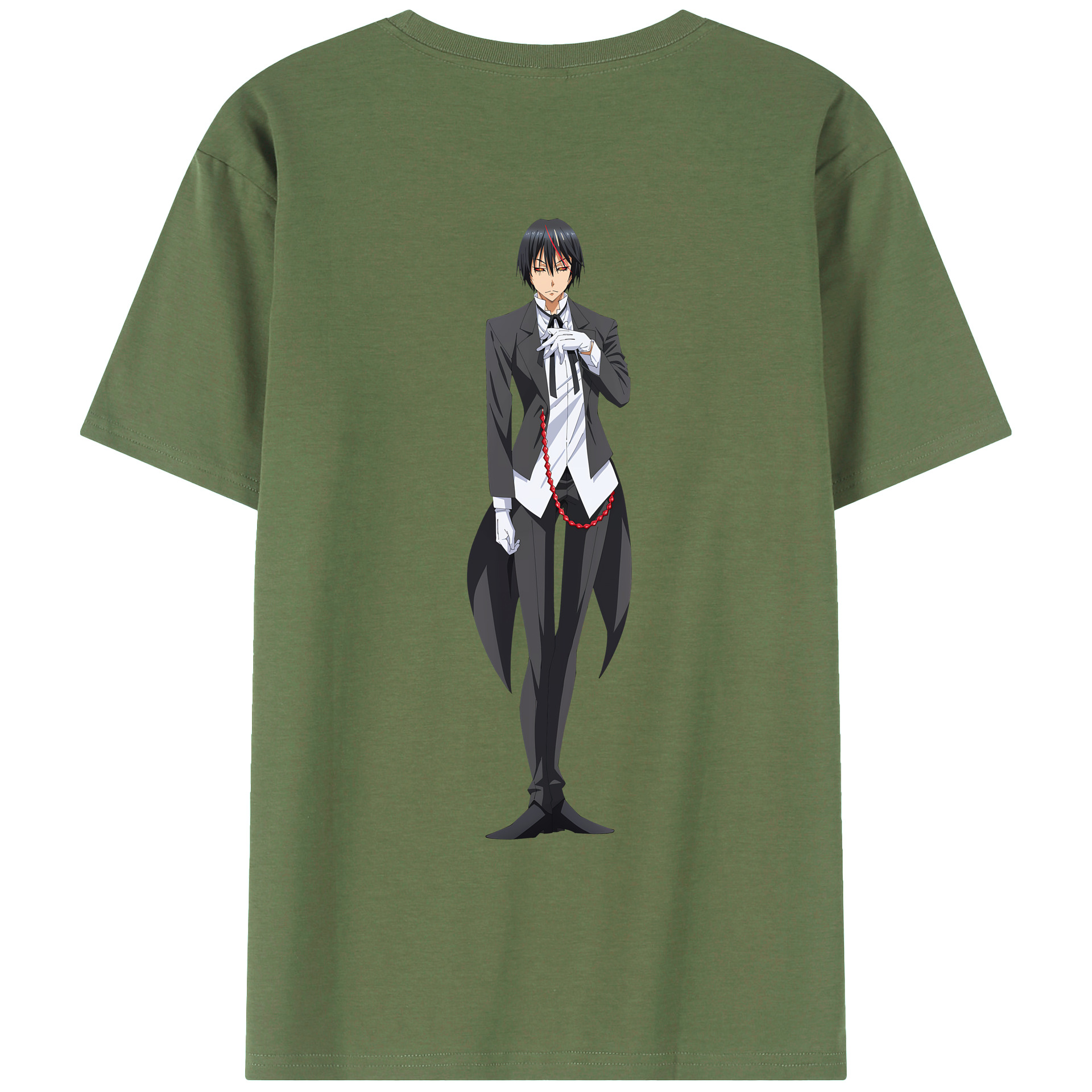 （画像用） 転スラ Regarding Reincarnated to Slime 綿100％ メンズ半袖Tシャツ（バックプリント） 通気性